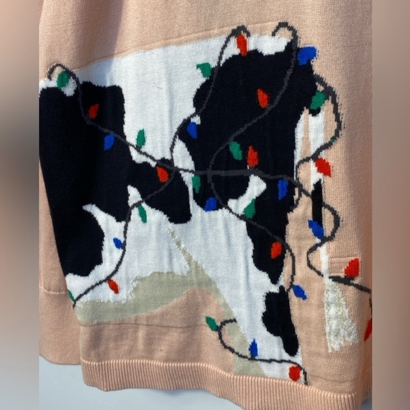 Lands' End Light Pink Festive Cow Sweater - Picture 3 of 9